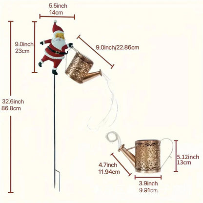 Solar Santa Claus Watering Can Light - Outdoor Christmas Garden Stake