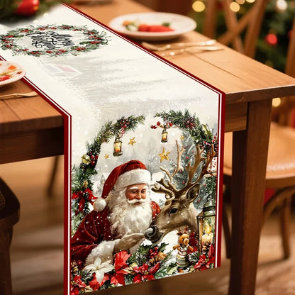 Vintage Santa Claus Christmas Table Runner - 35 x 180 cm