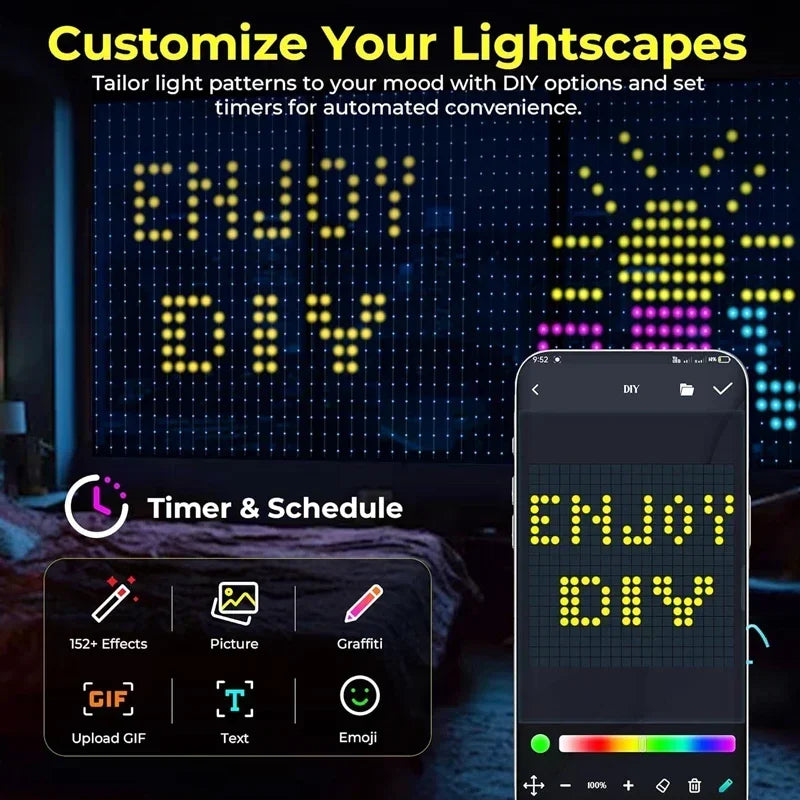 Smart App-Controlled LED Curtain Lights - Music Sync & DIY Designs