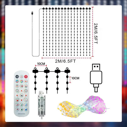 Smart App-Controlled LED Curtain Lights - Music Sync & DIY Designs