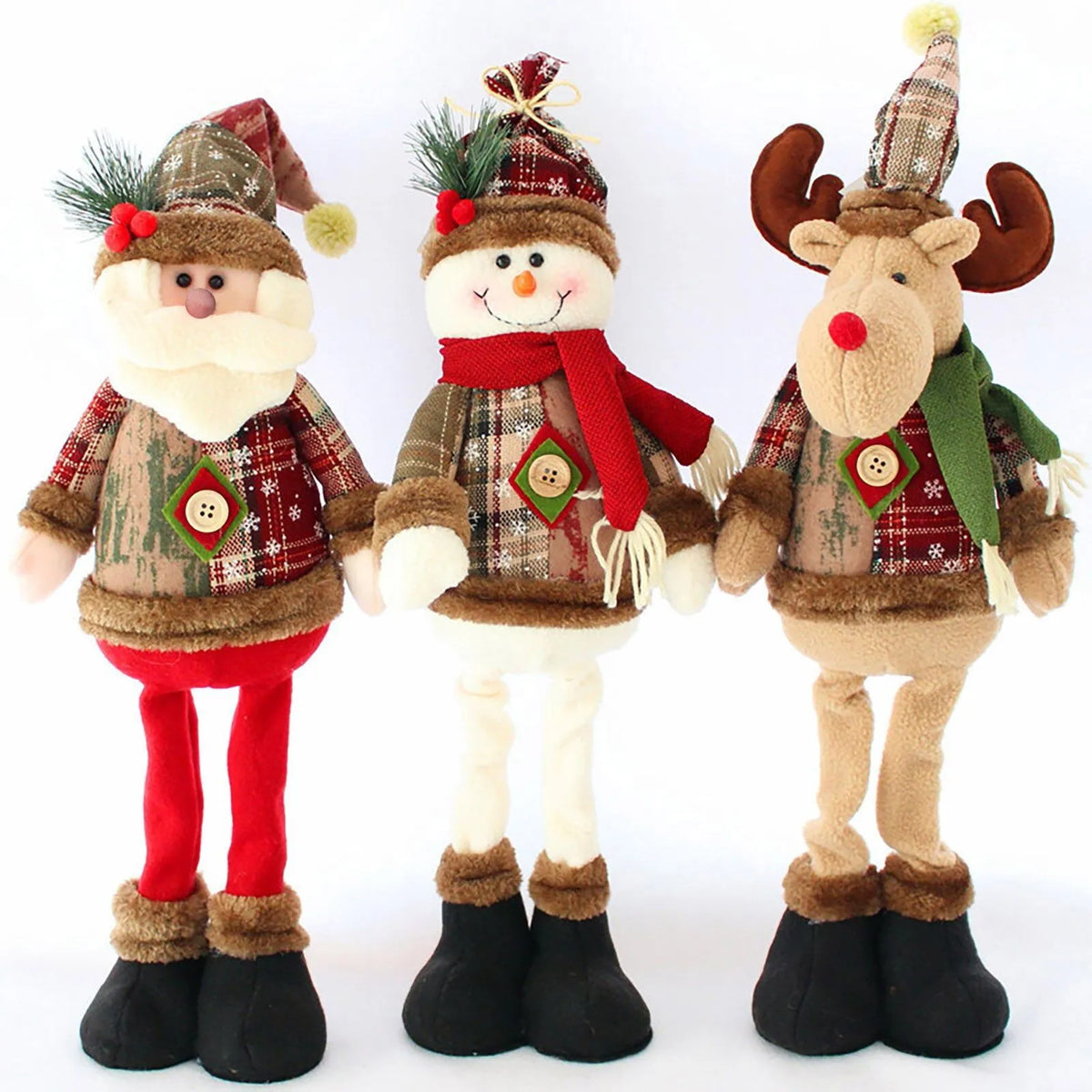 Standing Christmas Dolls - Santa, Reindeer & Snowman
