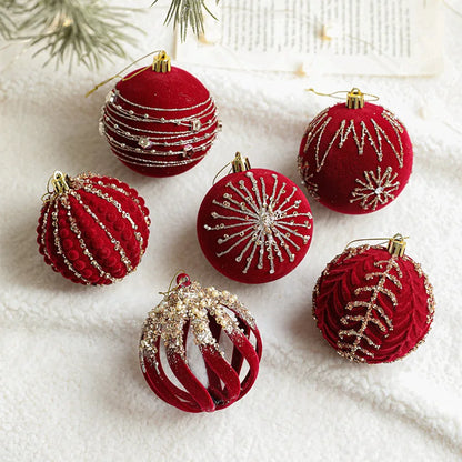 Sequin & Velvet Bow Christmas Ball Ornament - 8 cm