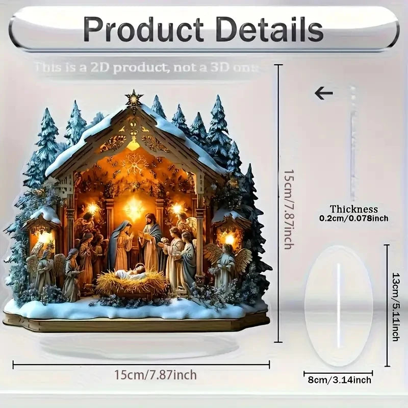 Acrylic Nativity Scene Decoration - Modern Tabletop Display