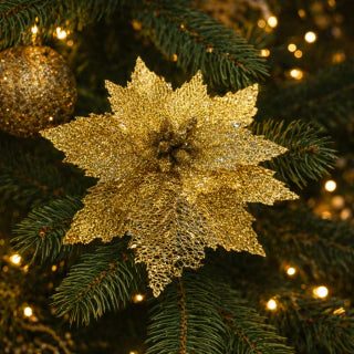 Gold Christmas Poinsettia 15cm