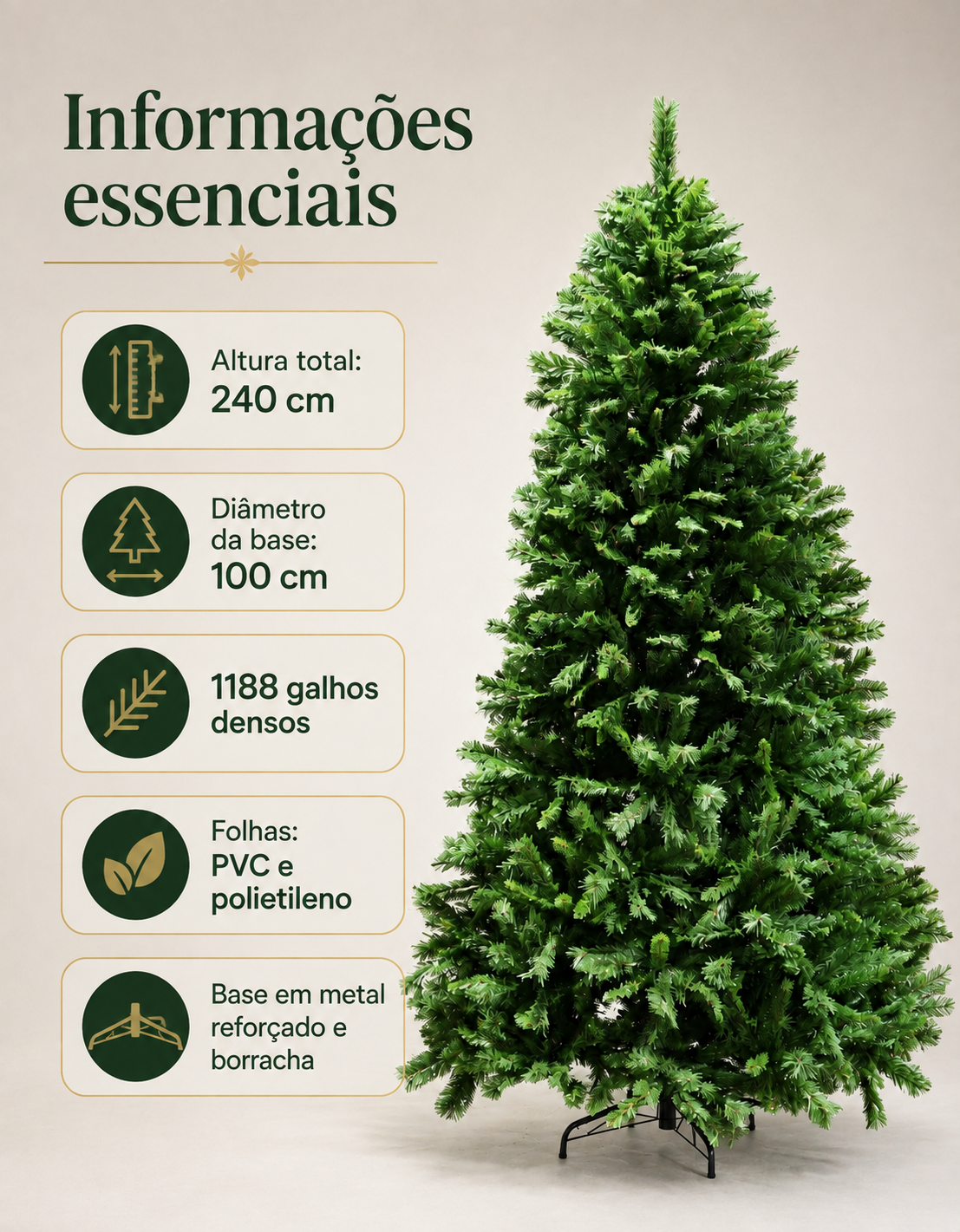Montreal Traditional Christmas Tree 2.40m 1188 Tips Green