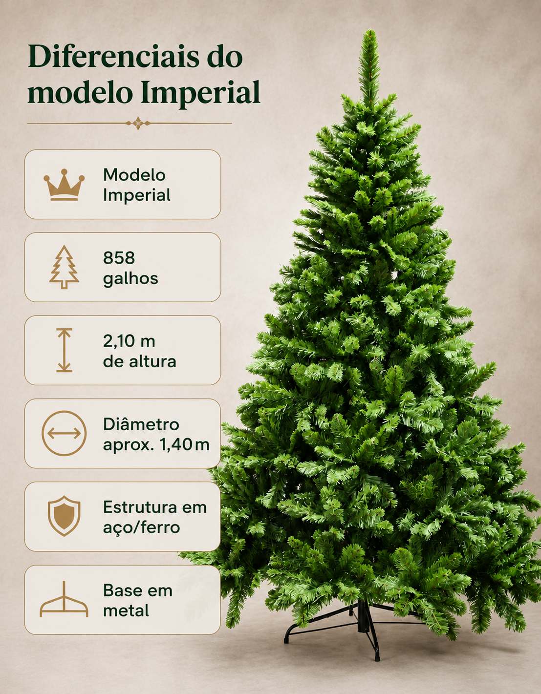 Imperial Traditional Christmas Tree 2.10m 858 Tips Green