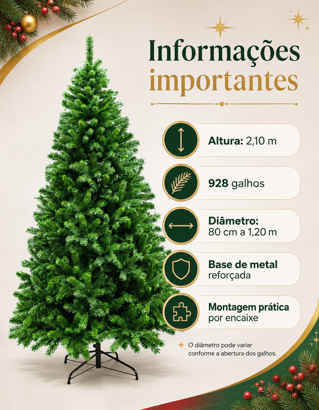 Montreal Traditional Christmas Tree 2.10m 928 Tips Green