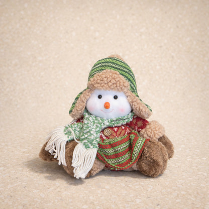 Sitting Snowman Figure 26 cm - Red