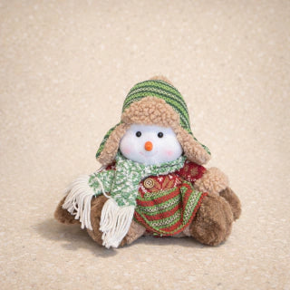 Sitting Snowman Figure 26 cm - Red