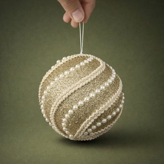 Decorated Christmas Balls 10cm Set of 3 Beige (Pre-order 2026)
