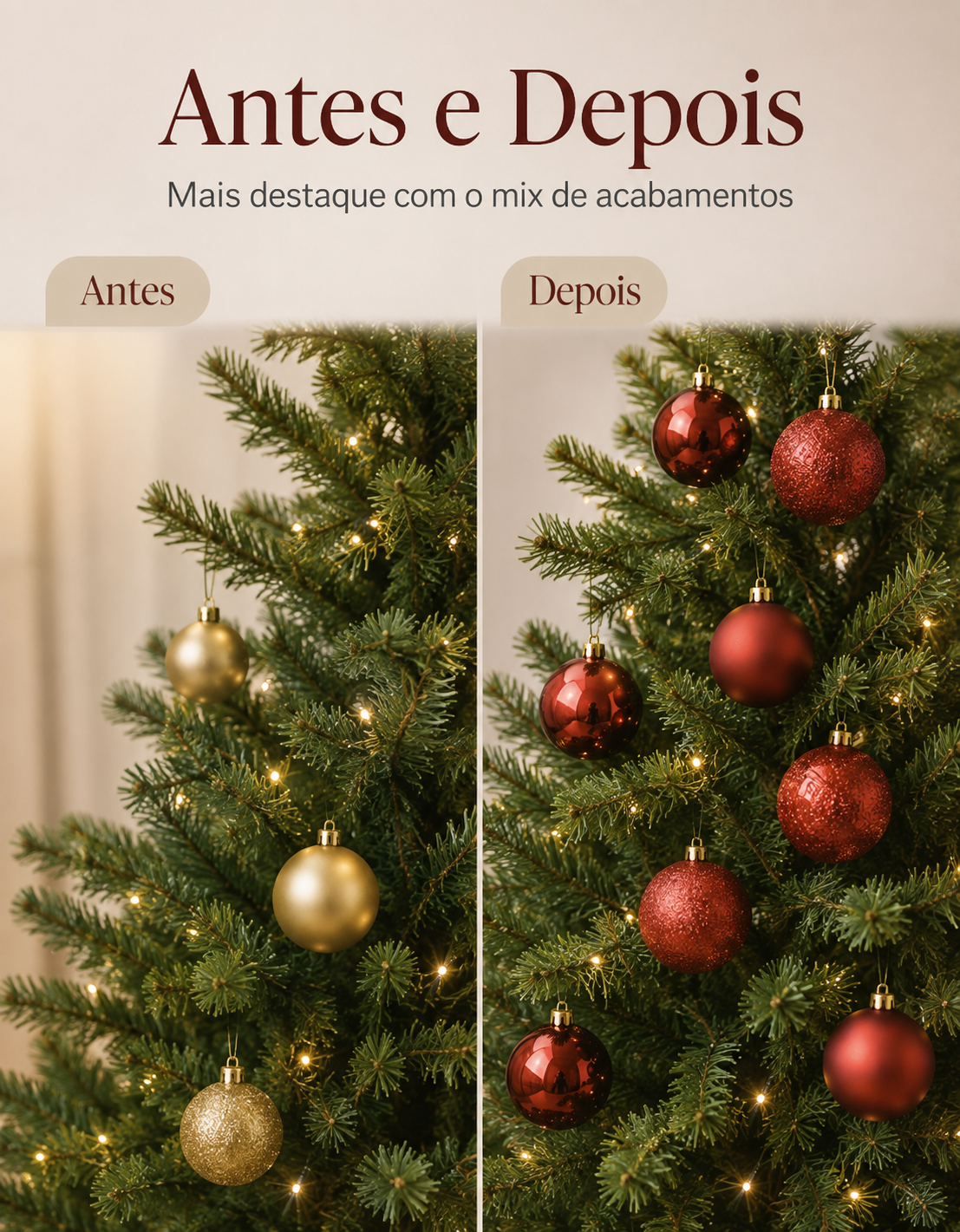 Set of 12 Dark Red Christmas Ornaments 4cm - Shiny, Matte and Glitter
