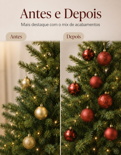 Set of 12 Dark Red Christmas Ornaments 4cm - Shiny, Matte and Glitter