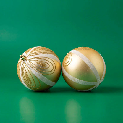 Gold Christmas Ball Ornaments 10cm Set of 2