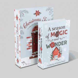 Printed Christmas Decorative Book Boxes - Set of 2