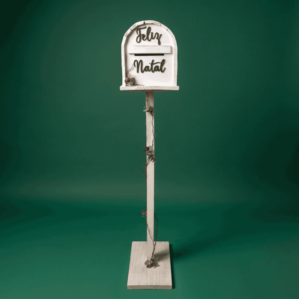White Christmas Post with Mailbox - 150cm