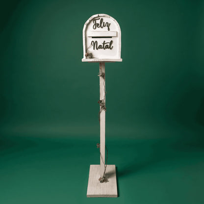 White Christmas Post with Mailbox - 150cm