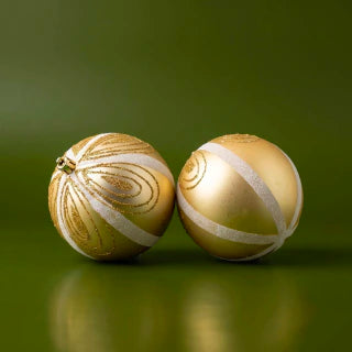 Gold Christmas Ball Ornaments 10cm Set of 2