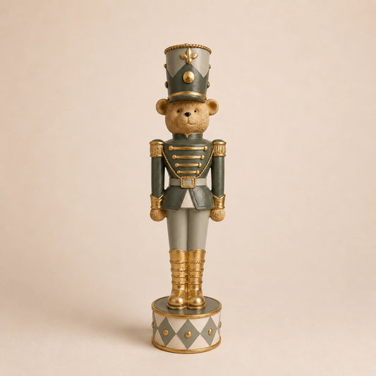 Resin Bear Nutcracker - 32cm Green and Gold (Pre-order 2026)