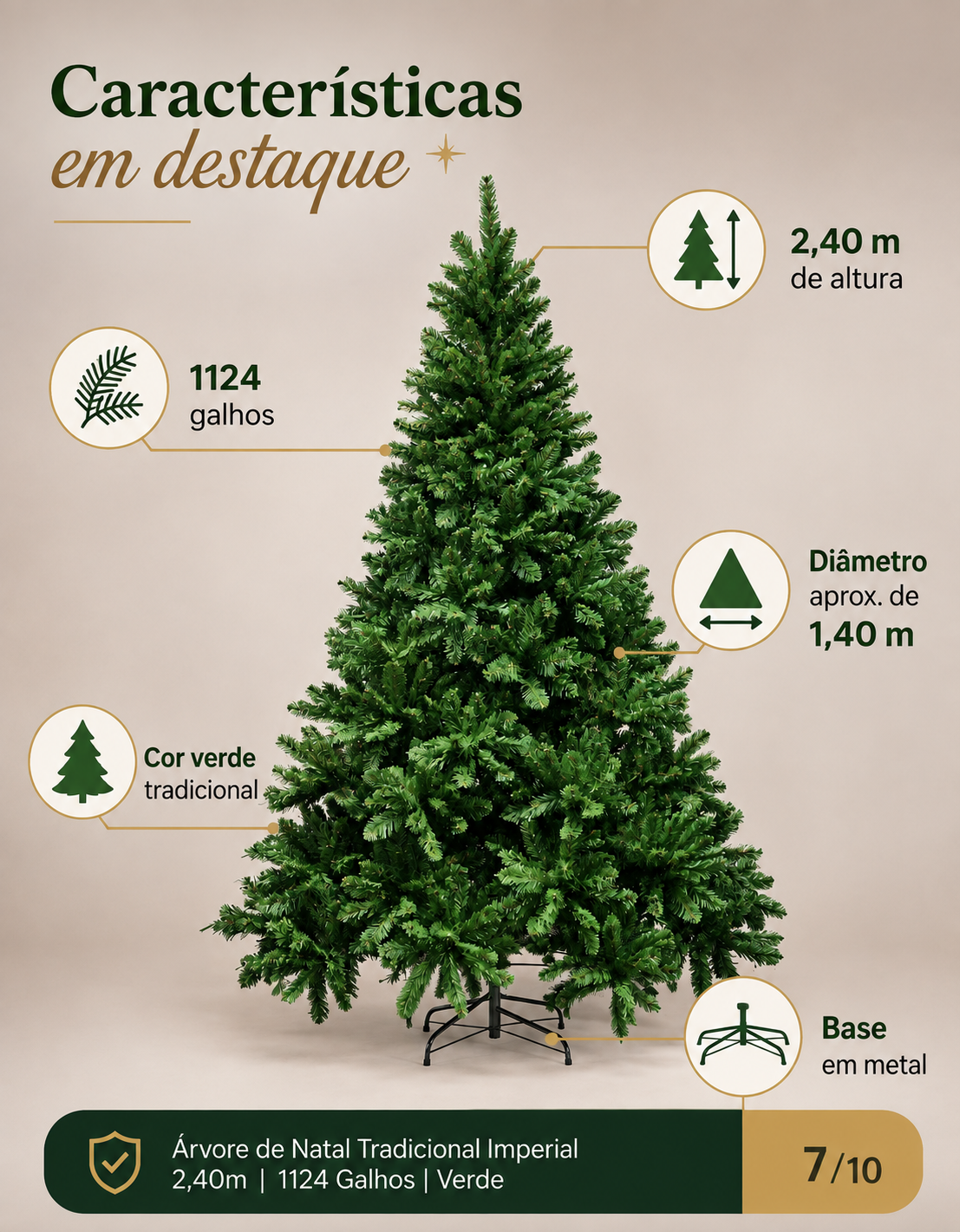 Imperial Traditional Christmas Tree 2.40m 1124 Tips Green