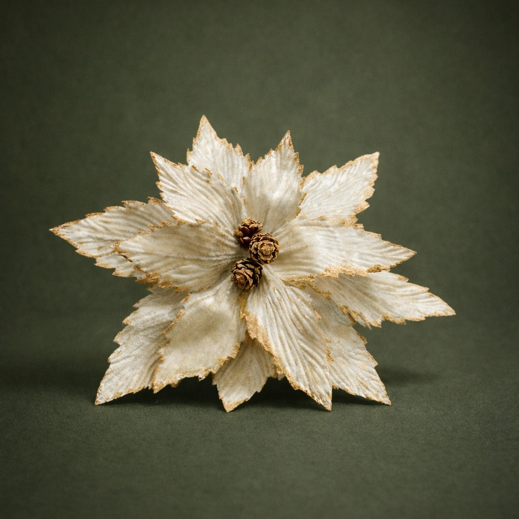 Off-White Velvet Christmas Poinsettia 24cm