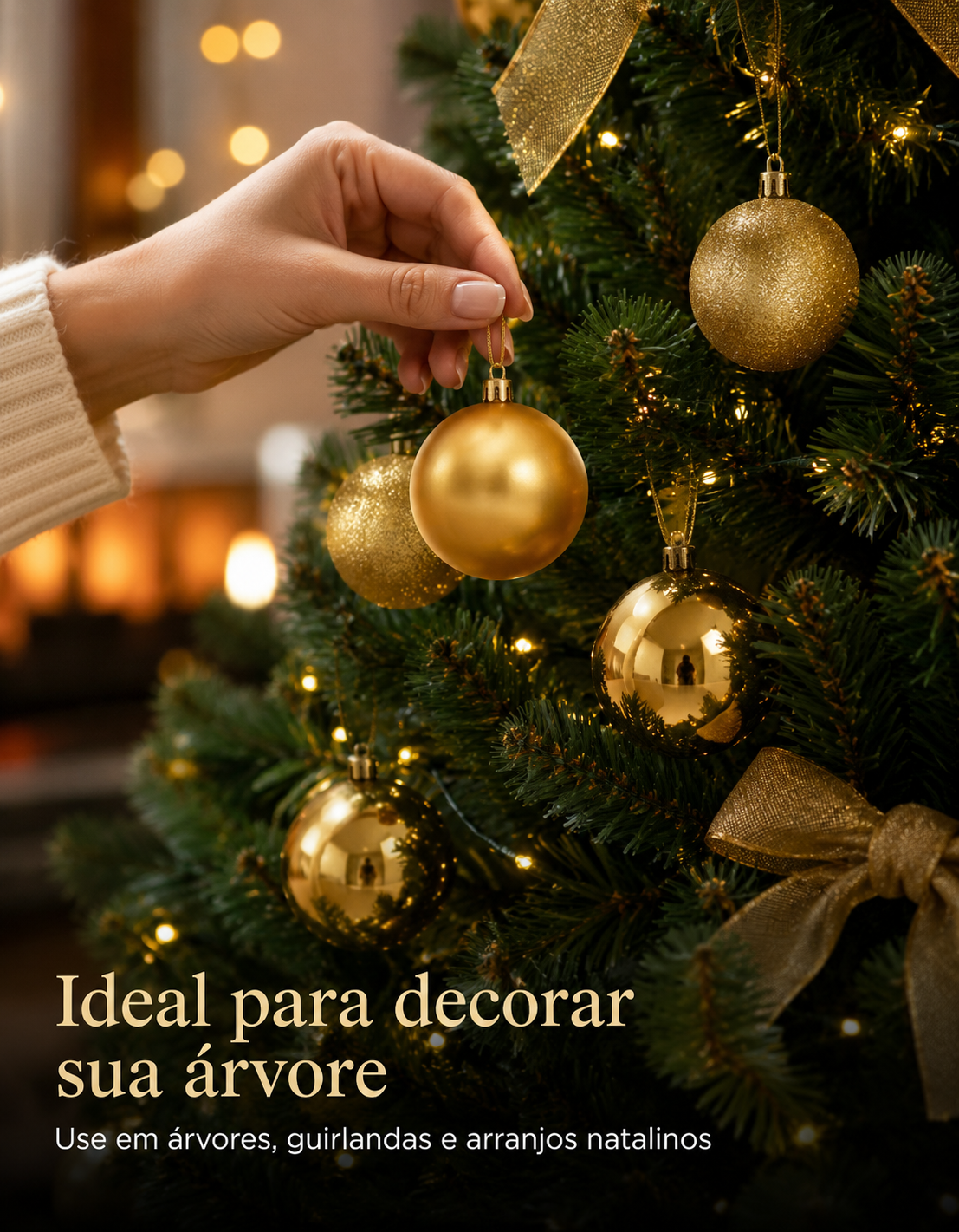 Set of 6 Gold Christmas Ornaments 8cm - Shiny, Matte and Glitter