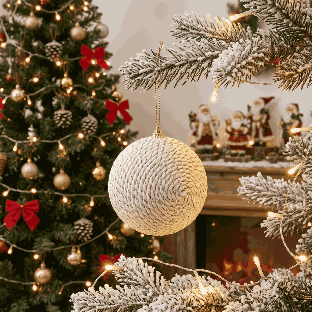White Christmas Ball Ornaments 8cm Set of 3