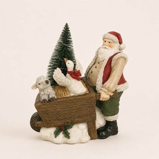 Resin Santa Claus with Wheelbarrow - 19cm (Pre-order 2026)