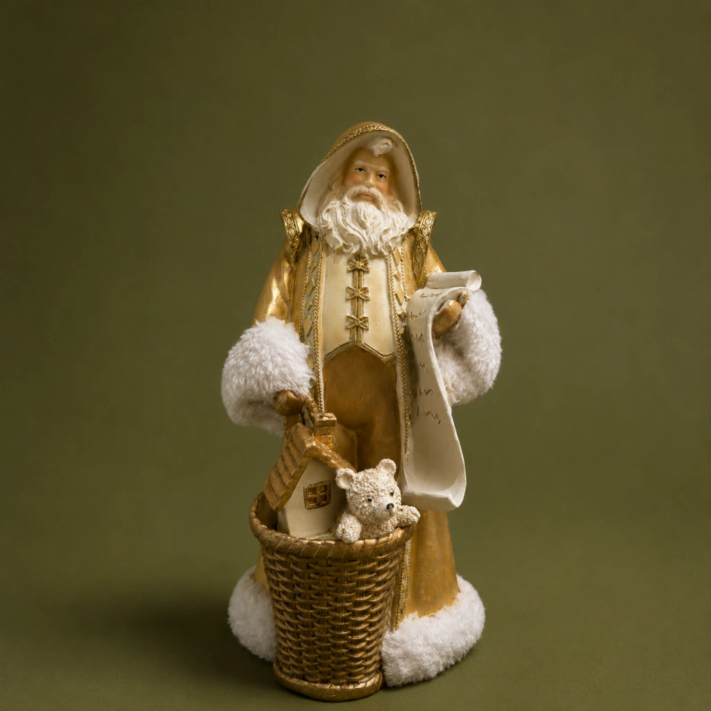 Resin Santa Claus 28cm White and Gold (Pre-order 2026)