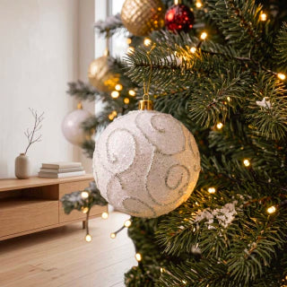 White Christmas Ball Ornaments 10cm Set of 3