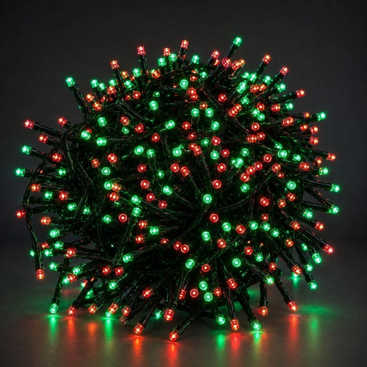 Red and Green String Lights with Cool White Strobe - 20m - 900 LEDs - Dual Voltage