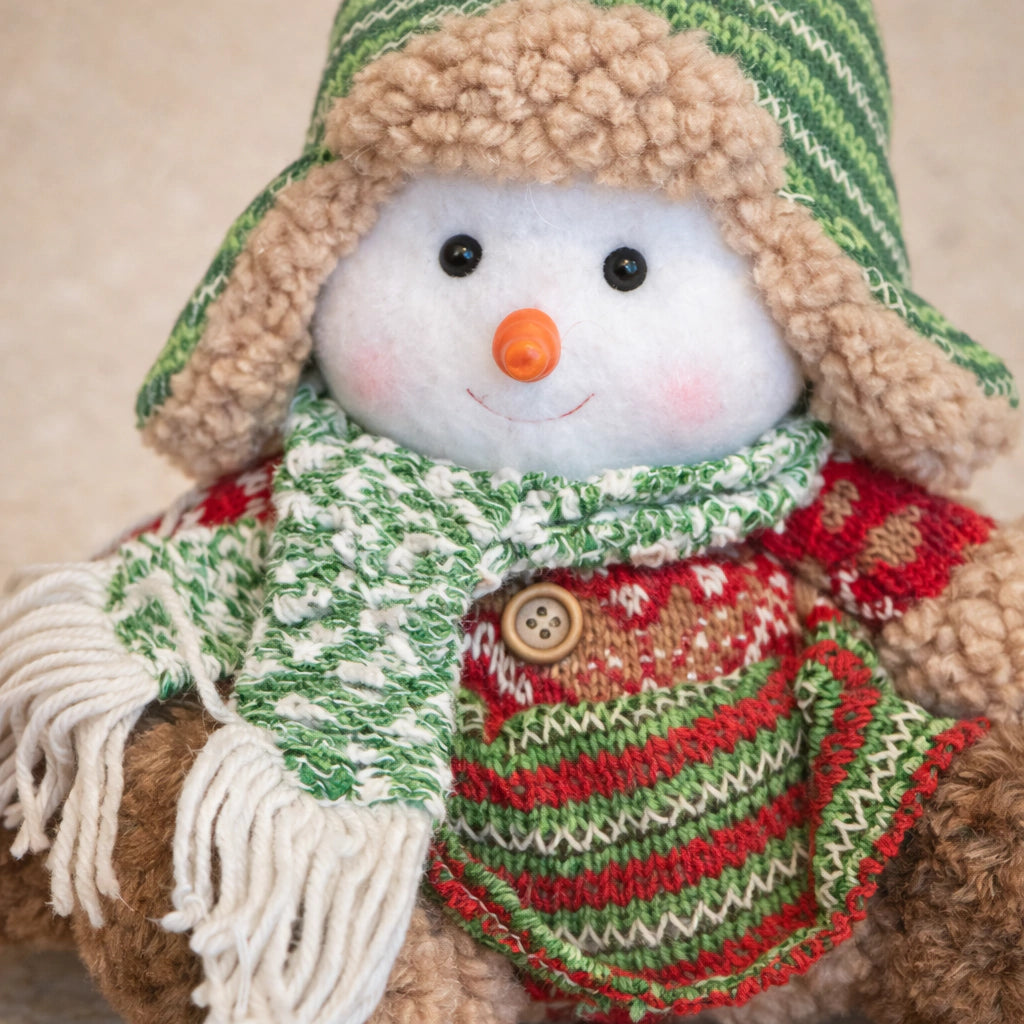 Sitting Snowman Figure 26 cm - Red