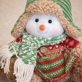 Sitting Snowman Figure 26 cm - Red