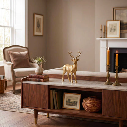 Gold Christmas Reindeer Sculpture 16cm