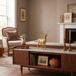Gold Christmas Reindeer Sculpture 16cm