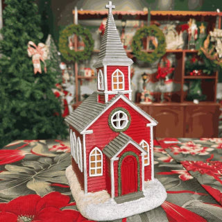Resin Cabin Church with LED Light